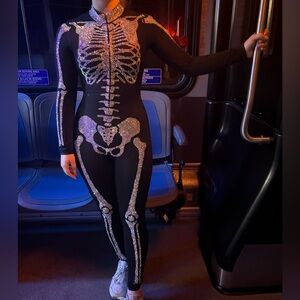 Black Skeleton Rhinestone Bodysuit